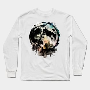 Moon Watercolor Long Sleeve T-Shirt